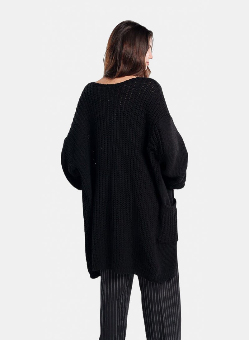 In Your Shoe Black Oversized Sleeves Cardigan - Image 2